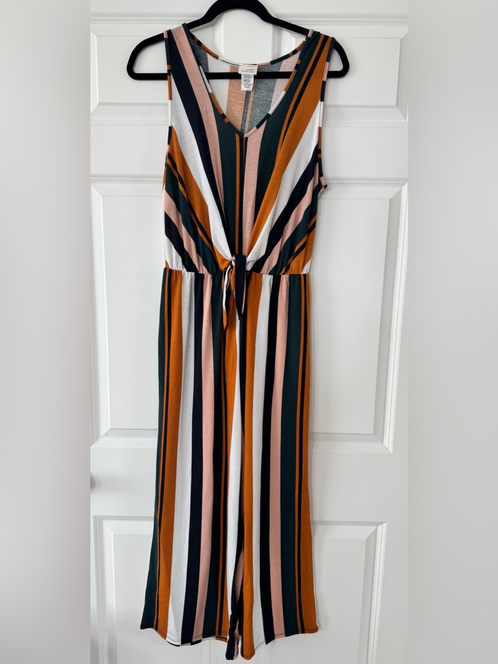 Caution to the Wind 70’s Vibes Striped Tank Jumpsuit